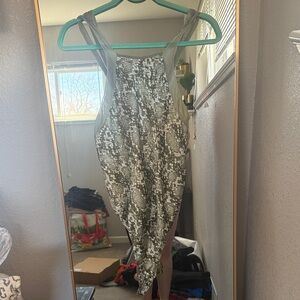 Free People Olive Green Snake-Print One-Piece Swimsuit